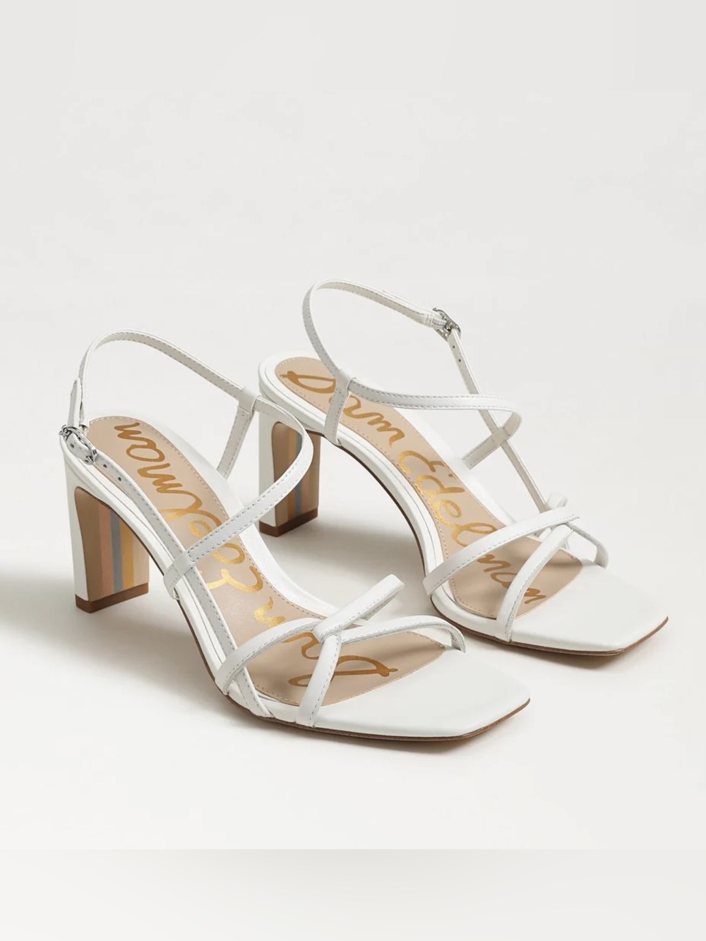 Sam Edelman White Strappy Block Heel Sandal